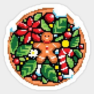 Pixel Art Christmas Gingerbread Cookie Man Sticker